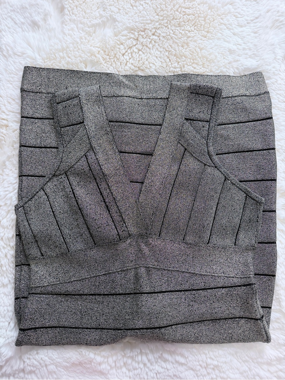 G by Guess Gray Striped Bandage Dress